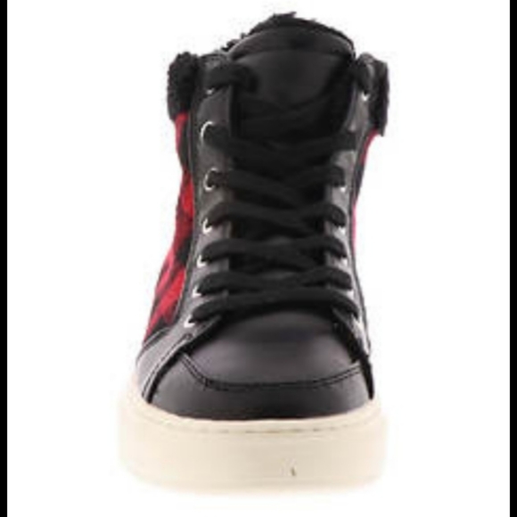 Marc Fisher Fellow Buffalo Plaid & Faux Fur Hi-top sneakers size 6.5 - Picture 12 of 12